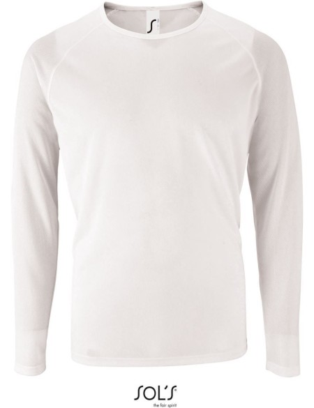 Pánské sportovní tričko SPORTY s dlouhým rukávem - Bílá 3XL
