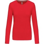 Dámské tričko - Kariban K383 s dlouhým rukávem - Červená 3XL