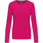 Dámské tričko - Kariban K383 s dlouhým rukávem - Fuchsia M
