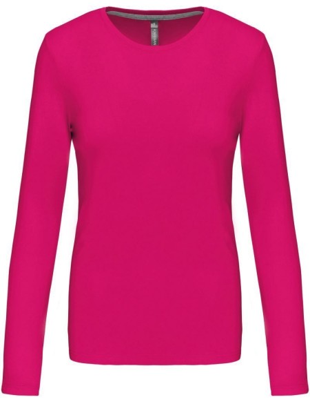 Dámské tričko - Kariban K383 s dlouhým rukávem - Fuchsia M