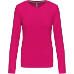 Dámské tričko - Kariban K383 s dlouhým rukávem - Fuchsia L
