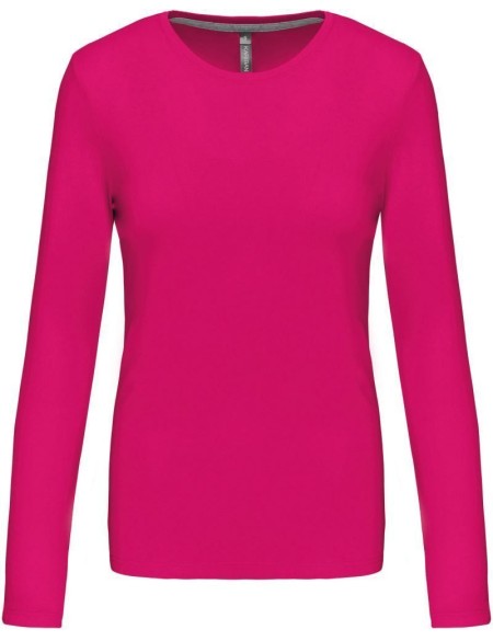 Dámské tričko - Kariban K383 s dlouhým rukávem - Fuchsia L