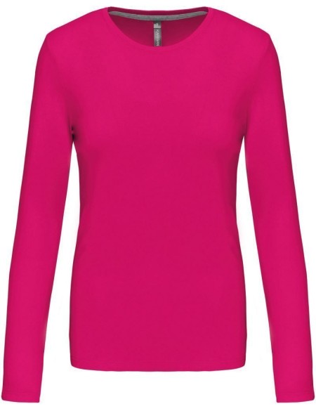 Dámské tričko - Kariban K383 s dlouhým rukávem - Fuchsia XL