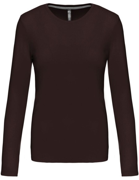 Dámské tričko - Kariban K383 s dlouhým rukávem - Chocolate XL