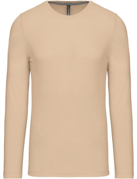 Pánské tričko - Kariban K359 s dlouhým rukávem - Light sand 3XL