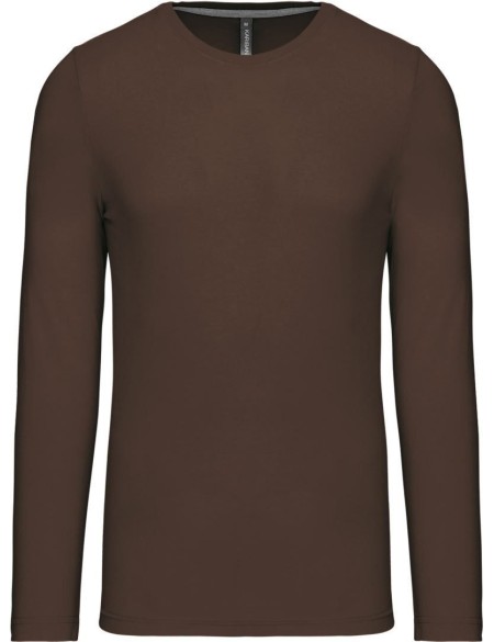 Pánské tričko - Kariban K359 s dlouhým rukávem - Chocolate 3XL