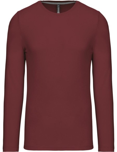 Pánské tričko - Kariban K359 s dlouhým rukávem - Burgundy 4XL