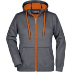 Dámská mikina s kapucí Doubleface - Carbon/orange M