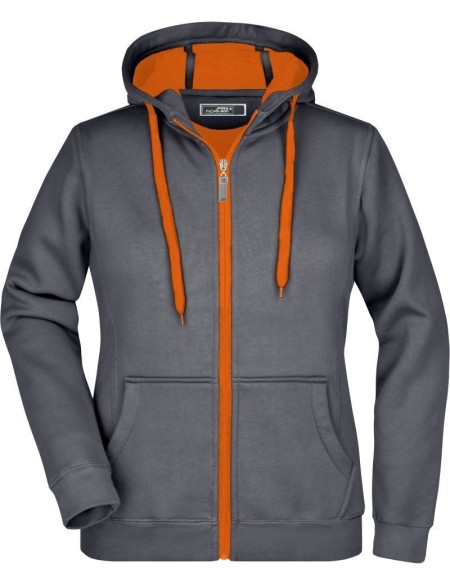 Dámská mikina s kapucí Doubleface - Carbon/orange M