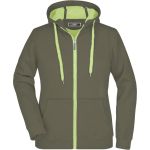 Dámská mikina s kapucí Doubleface - Olive/lime green XXL