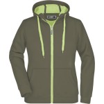 Dámská mikina s kapucí Doubleface - Olive/lime green M