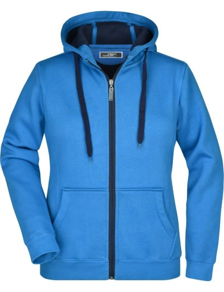 Doubleface Damen Kapuzenpullover – Azurblau/Navy M