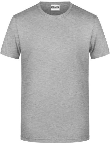James+Nicholson 8008 Herren-T-Shirt aus Bio-Baumwolle – Grau meliert 3XL