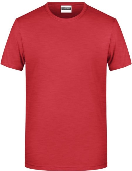 Pánské tričko z bio bavlny James+Nicholson 8008 - Carmine red melange M