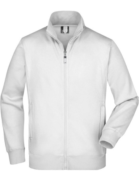 Pánská mikina na zip James+Nicholson JN46 - Bílá 3XL